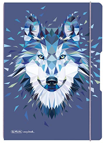 herlitz 50027262 Notizheft flex mit Wechselcover, A4, 2 x 40 Blatt, Motiv: Wild Animals Wolf, 1 Stück