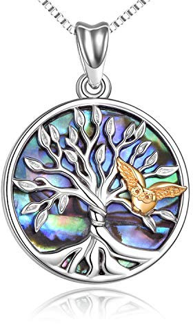 YAFEINI Tree of Life Necklace Sterling Silver Family Tree Pendant Necklace with Owl Jewellery Birthday Gifts for Women Mum Daughter Girlfriend Sister