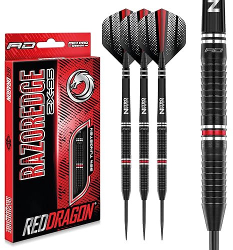 RED DRAGON Razor Edge ZX-95-24 gram Tungsten Professional Darts Set with Flights and Nitrotech Shafts (Stems)