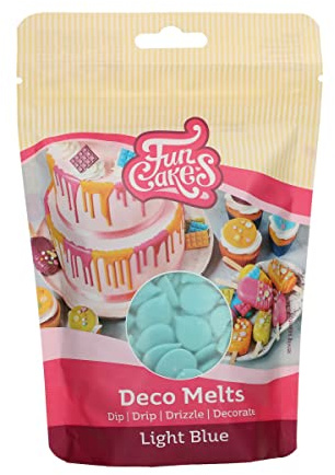 FunCakes Deco Melts Hellblau - Trempez, coulez, arrosez et décorez ! Faire fondre brièvement au micro-ondes ou au bain-marie , 250 g