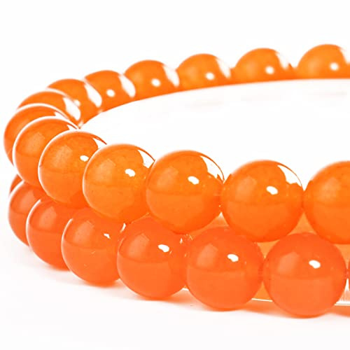 Perle di pietra naturale da 6 mm, perline rotonde sciolte, perline di pietre preziose per la creazione di gioielli con cordino elastico di cristallo (Calcedonio arancio, 63 pezzi)