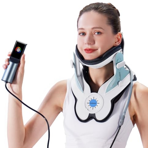 Twinklepoch Cervical Neck Traction Device, Electric Air Pump Cervical Traction Device with 3 Power Traction and 8 Built-in Airbag Support, Neck Pain Relief and Relaxation