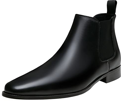 Jousen Chelsea Boots Men Polished Leather Dress Boots Stylish Classic Retro Slip On Boots for Men Black(AMY8156A Black 10.5)