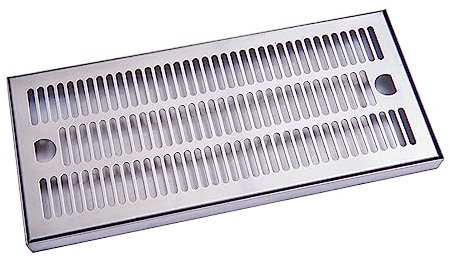 WRJAHCG Bierauffangschale Aus Edelstahl,Bier Tropfschale,Abtropfschale Für Bierturm Breite Verwendungen Halten Der Bar Sauber Einfache Reinigung Mit Abnehmbarem Deckel,Strip Hole,40CM/15.7''
