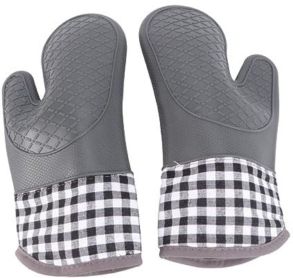 GRIRIW 2pcs Grey Silicone Oven Mitts Heat Resistant Gloves for Microwave Oven Bbq Baking Joy Division Gloves