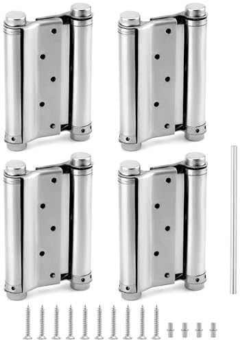 QWORK Robuste Scharniere für Cafe Limousine, 4 Stück, 12,7 cm, Edelstahl, selbstschließende Schwingscharniere, Doppelfedertürscharniere, inklusive Stifte und Schrauben