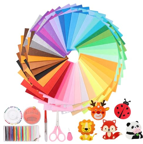 Mythosurge 80 Bunte Filz 10cm * 10cm, Polyester, Bunt, Kinderfreundlich, 80 Farbblätter, Ideal für Handarbeiten & Dekoration