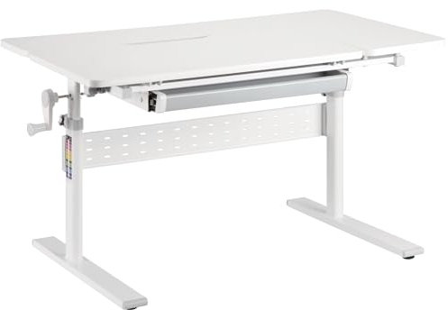 Toboli Kinderschreibtisch verstellbar 100 x 60 cm, mitwachsender Schreibtisch für Kinder neigungs-/höhenverstellbar mit Schublade