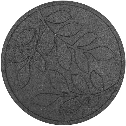 Nicoman Leaf Garden Trittstein aus recyceltem Gummi, strapazierfähig, für den Außenbereich, Pfadfliesen – (grau, Durchmesser 46 cm, 4 Stück)
