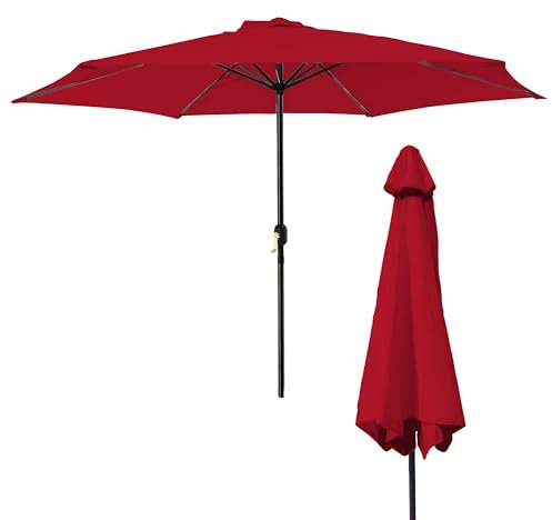 BESCH Sombrilla Parasol Grande para Jardin Terraza con Manivela 3m Ø Tubo de Aluminio 38mm - Paragua Grande Uso Exterior (Gris)