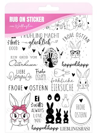 A5 Rub-On Sticker Ostern Randlos – Transferfolie für Raysin, Keraflott, Beton, Glas & Acryl – Oster Deko DIY