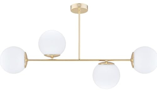KAR LIGHTING Deckenleuchte 4-flammig Gold Glas klassische Deckenlampe E27 LED geeignet Wohnzimmerlampe Esszimmerlampe Schlafzimmerlampe Flurlampe höhenverstellbar zeitlos elegante Innenbeleuchtung