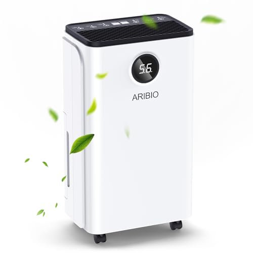 10L/Day Dehumidifier Real-Time Digital Humidity Display & Control, Childlock, Smart Dehumidify/Laundry Dry/Sleep Mode, 24H Timer for Home/Basement/Office, 3 Color Light, 2L Water Tank & Drainage Hose