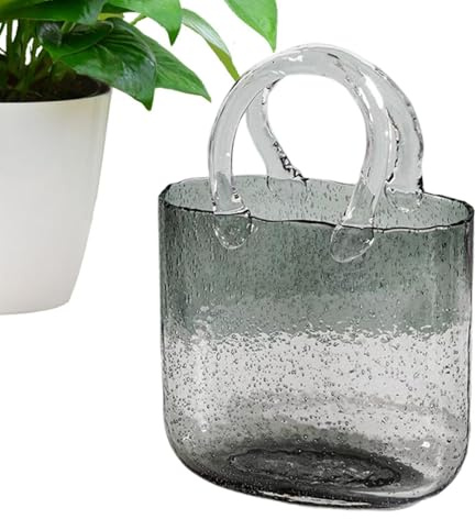 Jarrón De Bolso De Flores - Florero Transparente En Forma De Bolsos | Jarrón De Bolso De Vidrio Con Diseño En Forma De Cartera, Jarrón De Bolso De Pescado, Jarrón De Bolso De Pescado, Jarrón De Bolso