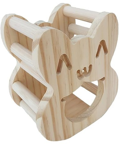 VILLFUL Holz Heuraufe Für Kaninchen Und Kleine Haustiere Cartoon Design Hygienischer Grasspender Abnehmbar Und Einfach Zu Montieren Hält Nahrung Frisch Und Käfig Sauber