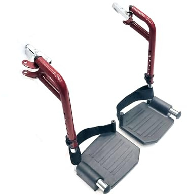 Wheelchair footrest Red Replacement,Economy Footrest for Wheelchairs and Transport Chair, Composite Footplates and Heel Loops,Universal Swing-Away Footrests, T93HEP, PH-SF(1 Pr, Red)