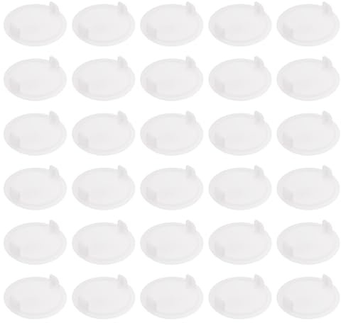 sourcing map 80Pcs Hinge Hole Covers, 35mm(1 3/8) Dia Plastic Concealed Hinge Hole Cover Plug Cap Round Flush Type Caps for Furniture Cabinet Cupboard Wardrobe Dresser, White