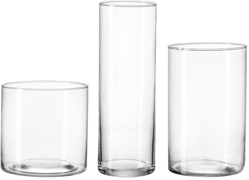 Ritzenhoff & Breker Leonie Vasen-Set 3-teilig, Glaszylinder in 3 Größen, Vielseitig einsetzbar: Blumenvase, Windlicht und Deko-Objekt, Spülmaschinenfest, Glas, Klar