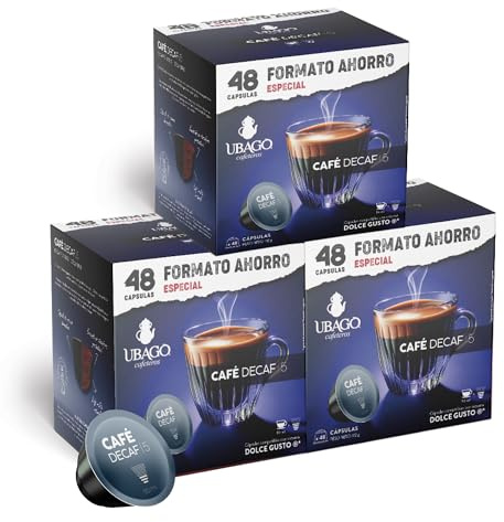 Café Ubago en Capsules Café Espresso Décaféiné, Capsules compatibles Dolce Gusto, Intensité 5/8, Offre de 144 unités