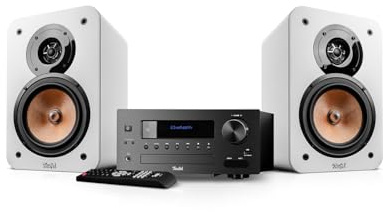 Teufel Ultima 20 Kombo 2 - HiFi Stereo Kompaktanlage mit CD und Bluetooth, USB, DAB+ Digitalradio, FM Radio, Musikstreaming, Bassreflex (Weiß)