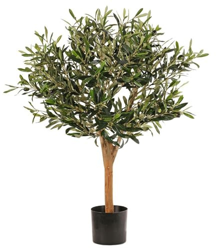 Leaf Design UK - Olivo Artificial en Maceta de plástico Negro
