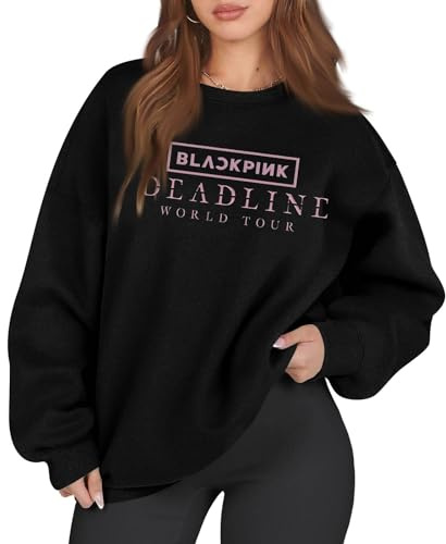 Sweat-Shirt Born Pink Noir et Rose World Tour à col Rond et Manches Longues Sweat-Shirt Tenues pour Concert 01-Noir S
