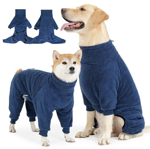 SlowTon Fleece Hundemantel Hundepullover für kleine Mittlere Hunde, Warmer wintermantel Onesie Hundeoverall mit Verstellschnalle und Kabelbaumloch,Chihuahua Haustier Jungen Mädchen Hundebekleidung