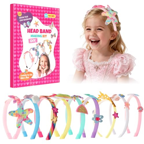 XULIERUX Handgemachtes Haarreif-Set, Einhorn-Themen-Geschenk für Mädchen, Geeignet für Kinder im Alter von 4-8 Jahren, DIY-Kreativ-Set, für Geburtstage, Weihnachten, Halloween