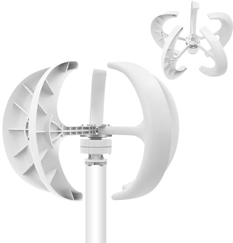 Mqwdxzfes 600 W DC 24 V vertical aerogenerador de turbina de viento con 5 asas, generador de turbina de viento con regulador y brida, generador de energía eólica, sistema de energía eólica para casa