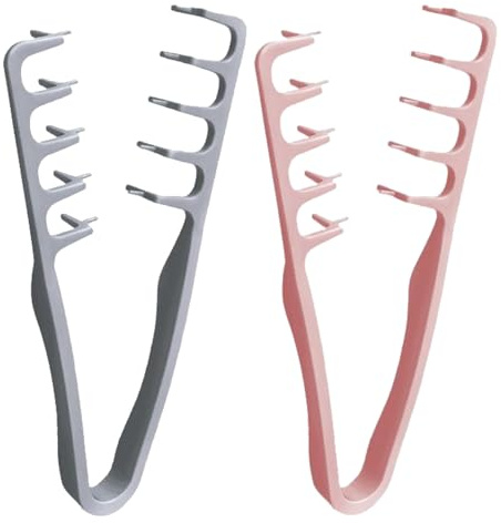 2PC Pettine per texture, pettine per acconciature a denti larghi volumizzante, strumento volumizzante per radici, accessorio per la cura della frangia, strumento per parrucchieri (grigio + rosa)
