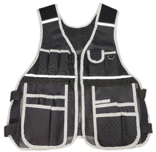 FUANA Gilet per attrezzi da elettricista con tasche multiple, gilet da lavoro regolabile in Oxford 600D per edilizia e falegnameria, nero B