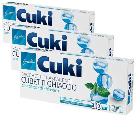Cuki Sacchetti Cubetti Ghiaccio - 280 cubetti - 1 confezione da 30 pezzi, 10 unità, 1