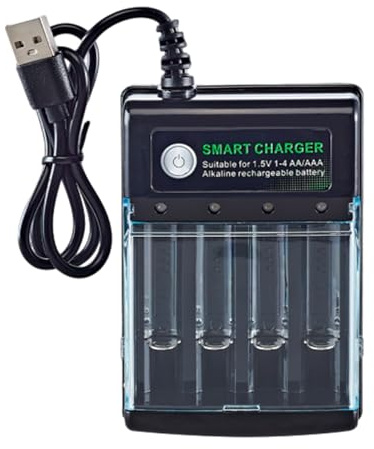 Régénérateur De Piles Alcalines, Chargeur Pile pour Piles Rechargeables AA, AAA, 4 Slots Indépendants, USB, Compatible 1,5v Piles Ni-Mh Et Alcalines Rechargeables, pour Un Usage Quotidien (1pc)