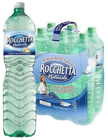 Rocchetta Acqua Minerale Naturale, Bottiglie PET 1,5 L, Confezione da 12 Pezzi