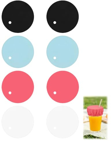 8PCS Drink Covers Anti Spike Prevention Scrunchie, Reusable Elastic Cup Protectors with Straw Hole for Dust and Insect Protection, Essential Glass Covers for Drinks at Bar, Club and Night Out Safety