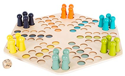 small foot Ludo für 6 Spieler XL aus Holz, Gesellschaftsspiel für die ganze Familie, für Kinder ab 4 Jahren, 1800