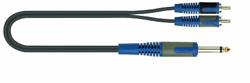 QUIK LOK – RKSA/160‑2 Cavo Adattatore Jack Mono 6,3 mm a 2 RCA Maschio 2 mt, Connettori Dorati, Superflex Bassa Rumorosità