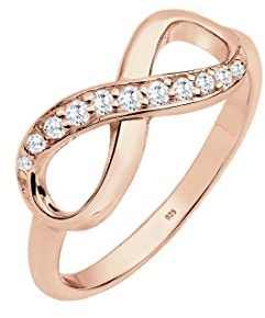 Elli Damen Schmuck Ring Motivring Infinity Unendlichkeit Liebe Freundschaft Forever Liebesbeweis Silber 925 Rosé Vergoldet Zirkonia Gold