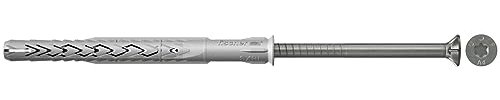 fischer Langschaftdübel SXRL 8 x 80 T R, Dübel mit Senkkopfschraube aus nicht rostendem Stahl, Nylondübel für die Befestigung von Holzkonstruktionen, 50 Stück