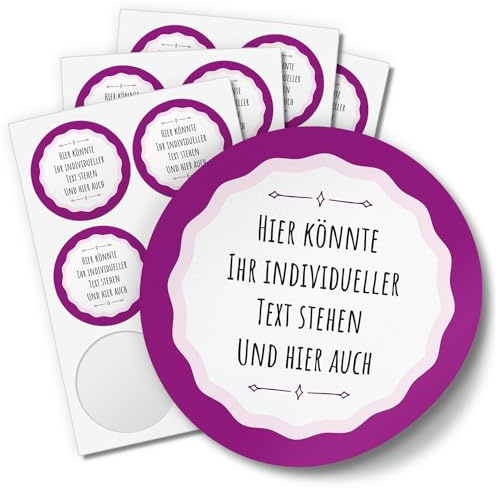24 INDIVIDUELLE runde Etiketten SELBER GESTALTEN: Lila Rosa schlicht - Personalisierte schöne Aufkleber für Hochzeit, Gläser, Taufe, Konfirmation, Kommunion, Produkte, Ostern, Geburt, Geburtstag
