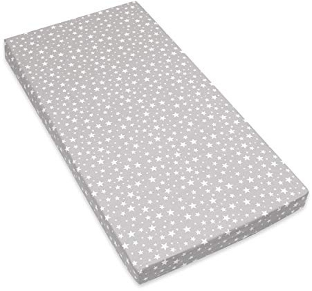 Amilian Spannbettlaken Spannbetttuch für Babybett Kinderbett 60x120 cm, 70x140 cm, 100% Baumwolle, fürs Baby, Baby Bettwäsche Größe: 140x70 cm, Muster: Sternchen KLEIN Grau