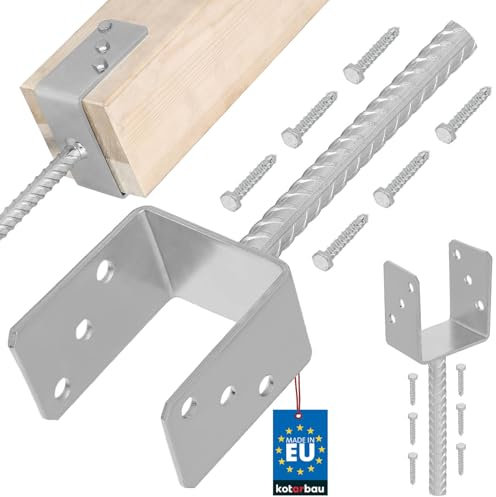 KOTARBAU® U Pfostenträger zum einbetonieren 101 mm Alle Größen Lichte Breite 51mm-161mm Riffelstahl Betonanker für Holzpfosten Feuerverzinkt Steindolle Fest Bodenhülse Stahl Anker