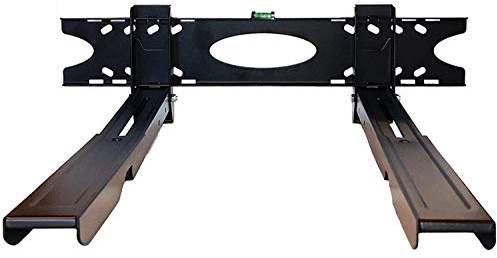 O&W Security Soporte de pared universal para microondas – Soporte de pared extensible para microondas con mininivel, superficie de apoyo de hasta 48 x 39 cm, metal lacado negro, para cocina y hogar