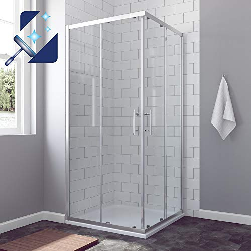 AQUABATOS® 80x80 x 195 cm Duschkabine Eckeinstieg mit Einfaches Rollen Befestigungssystem Schiebetüren aus 6mm Nano Beschichtung ESG Sicherheitsglas Eckdusche Duschabtrennung Eck Dusche
