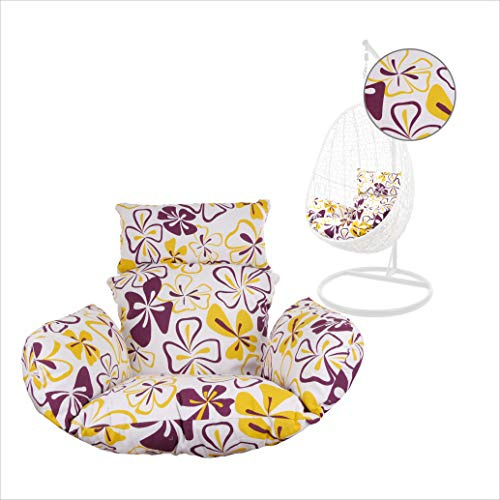 Kideo® Sitzkissen für Hängesessel, Swing Chair Kissen, Ersatzkissen, Wechselkissen, waschbar, 2-teilig, lila, gelb, Blumen (Nest, 1085 Flower Love)