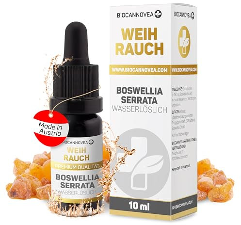 BIOCANNOVEA Weihrauch Tropfen 10ml - Boswellia-Extrakt für Entzündungshemmung, Stressabbau, Immunsystem-Unterstützung & Atemwegsbeschwerden - Rein pflanzlich ohne Zusatzstoffe