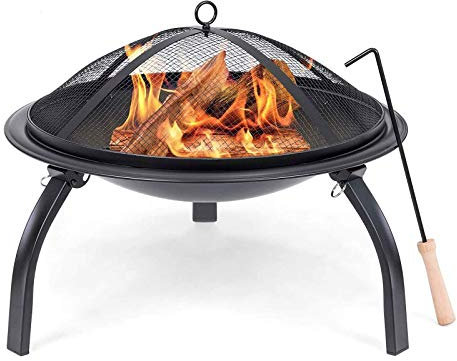 Edelstahl Faltgrill, 21 Zoll Holzkohlegrill Tragbarer Klappgrill Faltgrill für Hiking und Outdoor, Runder Holzkohlegrill mit Deckel, Genießen Sie die Küche, Tragbar