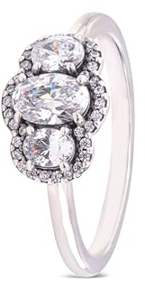 PANDORA Drei Steine Vintage-Ring in Sterling-Silber mit Zirkonia, Gr. 52, 190049C01-56