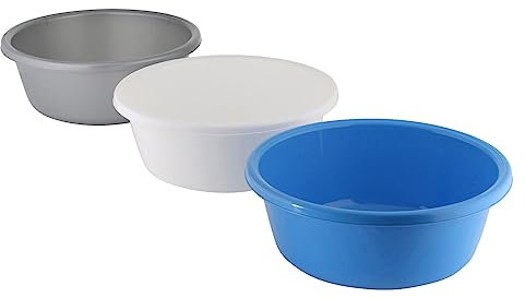 HAC24 3er Set Plastikschüssel 4 Liter Schüssel Kunststoffschüssel Ø 28 cm Rührschüssel Küchenschüssel Servierschüssel