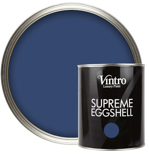 Vintro Paint | Dark Blue Eggshell Paint | for Walls | Wood | Trim | Satin Furniture Paint | Interior & Exterior Use.1 Litre (Northern Star - Dark Blue)